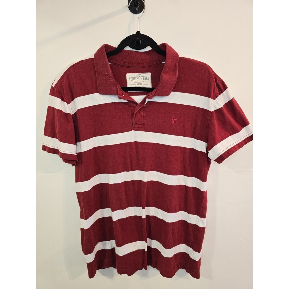 Y2K Aeropostale Red &‎ White Striped Polo Shirt • 2000s Mall Brand